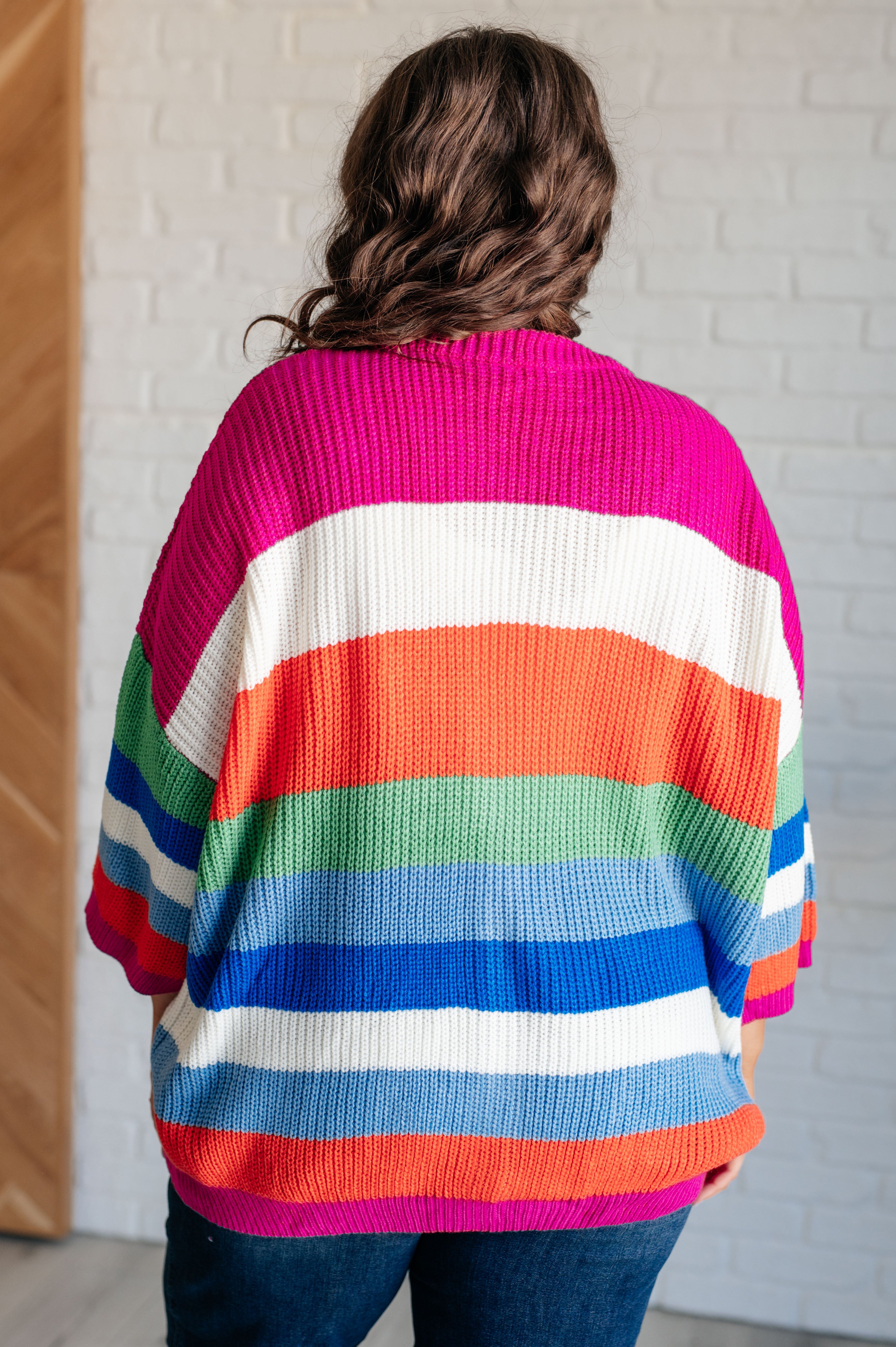 BiBi Bold Flirt Multi Color Stripe Button Down Cardigan