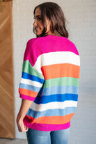 BiBi Bold Flirt Multi Color Stripe Button Down Cardigan Ave Shops