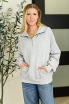 One Eleven North Bonbon Delight Half Zip Pullover in Grey Womens