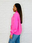 One Eleven North Bonbon Delight Half Zip Pullover in Pink Womens