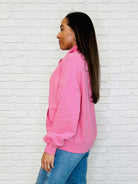 One Eleven North Bonbon Delight Half Zip Pullover in Pink Womens