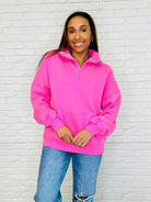 One Eleven North Bonbon Delight Half Zip Pullover in Pink 2XL Womens