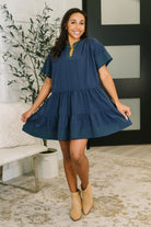 Gigio Boot Scootin' Boogie Tiered Dress in Navy Womens