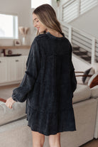 White Burch Borrowed Time Black Mineral Wash V-Neck Dress Dresses