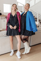 White Burch Borrowed Time Black Mineral Wash V-Neck Dress Dresses