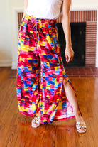 And The Why Vacay Vibes Kaleidoscope Smocked Waist Side Slit Palazzo Pants AndTheWhy