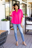 One Eleven North Bounding Beauty Button Down Magenta Blouse Womens