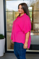 One Eleven North Bounding Beauty Button Down Magenta Blouse Womens