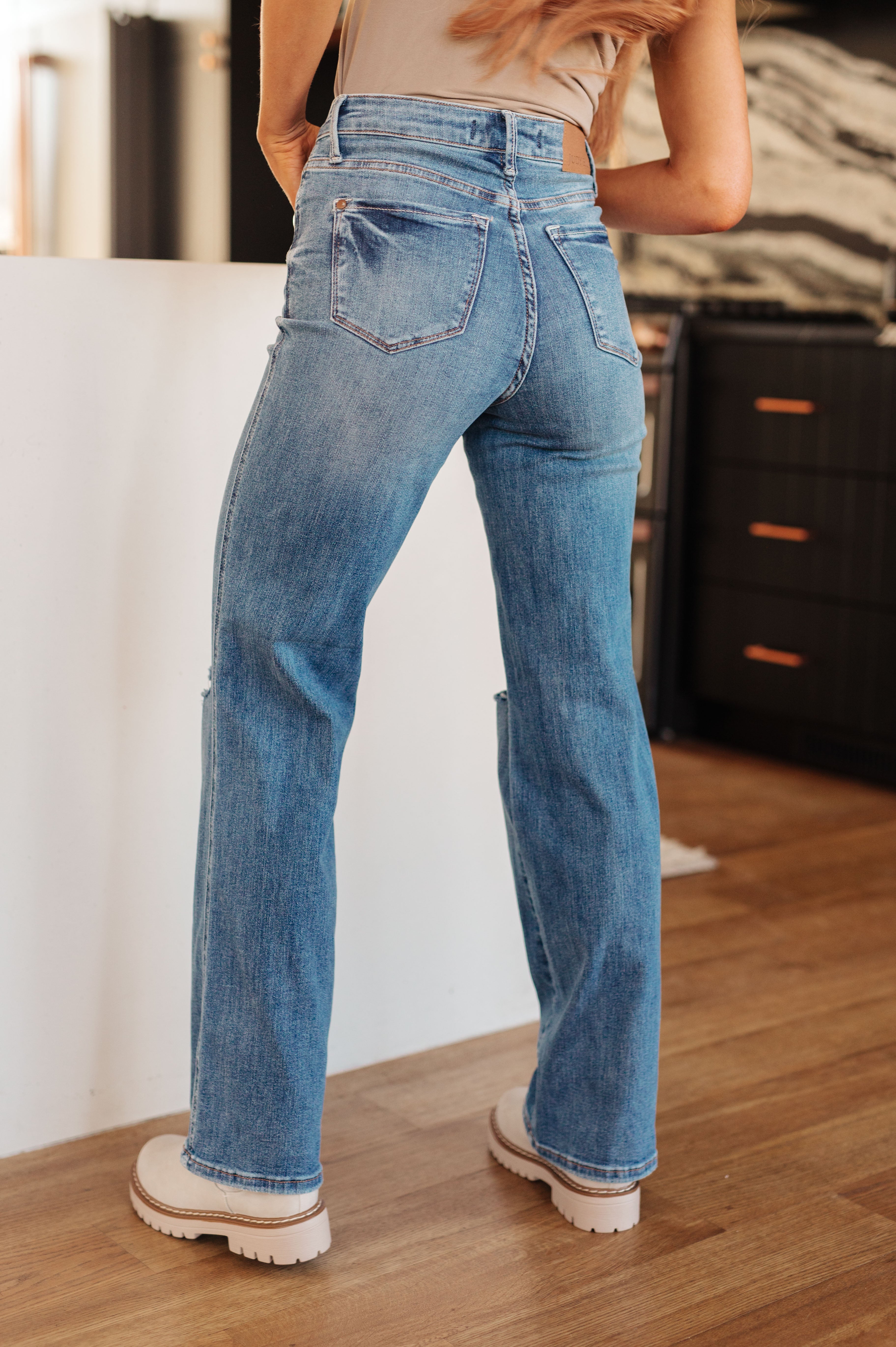 Judy Blue Bree High Rise Tummy Control Distressed Straight Jeans Ave Shops
