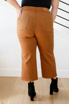 Judy Blue Briar High Rise Control Top Wide Leg Crop Jeans in Camel Denim