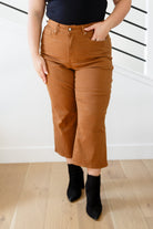 Judy Blue Briar High Rise Control Top Wide Leg Crop Jeans in Camel Denim
