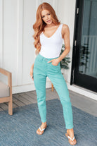 Judy Blue Bridgette High Rise Garment Dyed Slim Jeans in Aquamarine Ave Shops