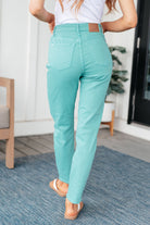 Judy Blue Bridgette High Rise Garment Dyed Slim Jeans in Aquamarine Denim