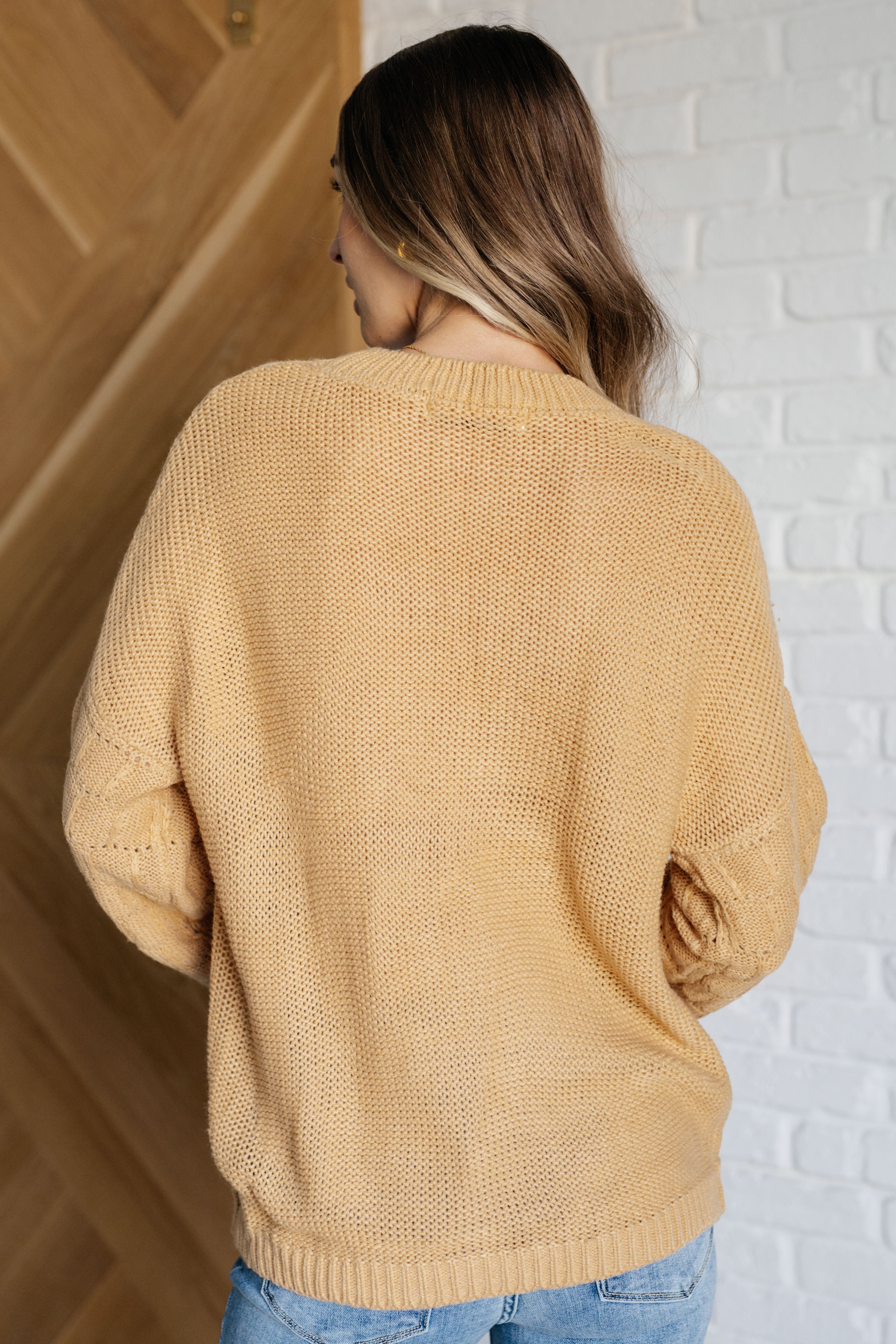 One Eleven North Bubbly Personality Bubble Sleeve Sweater in Wheat Sweater