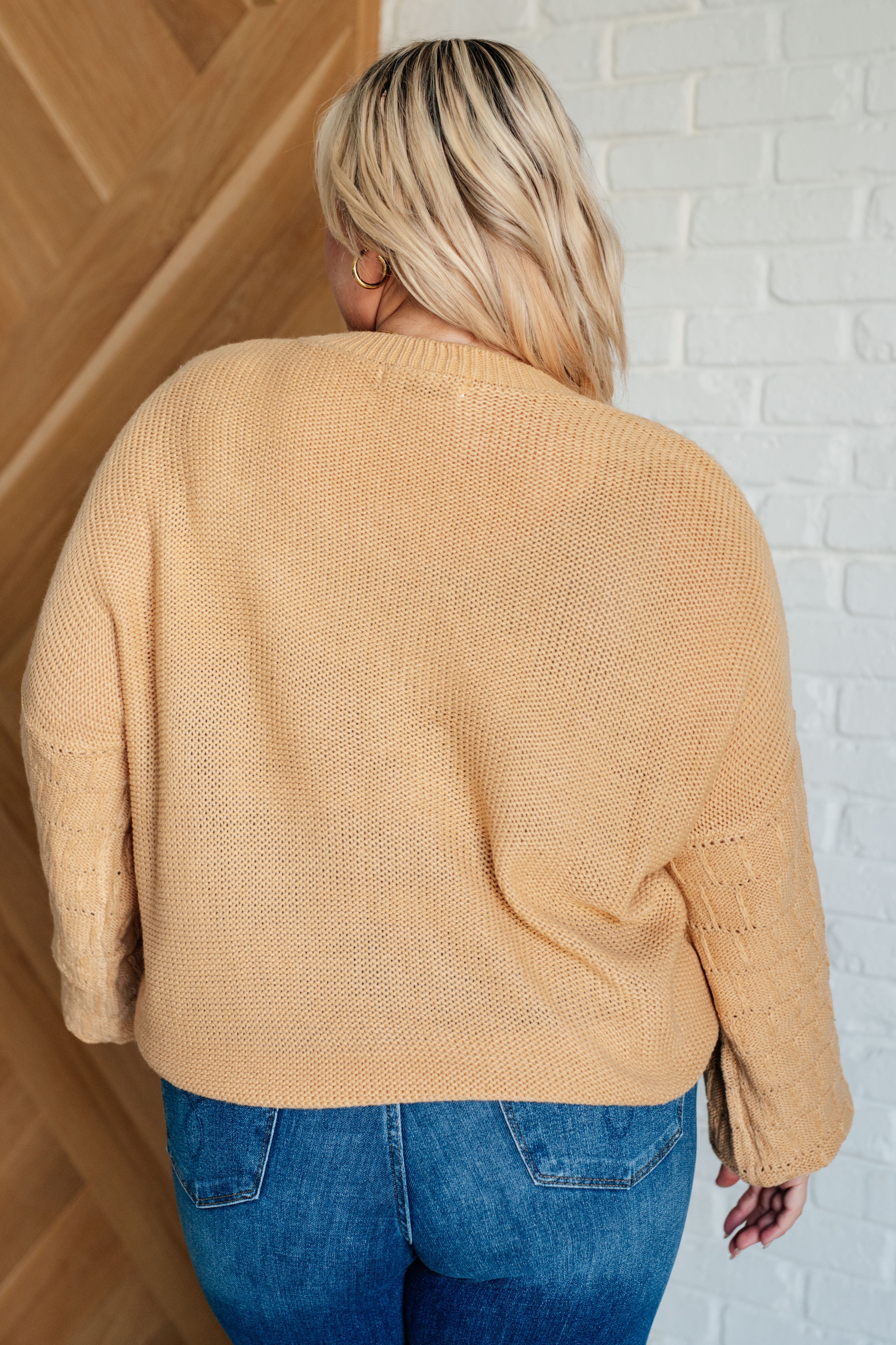 One Eleven North Bubbly Personality Bubble Sleeve Sweater in Wheat Sweater