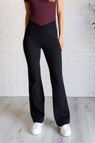 Rae Mode Building Habits Twill Flared Crossover Waist Pant in Black Pants