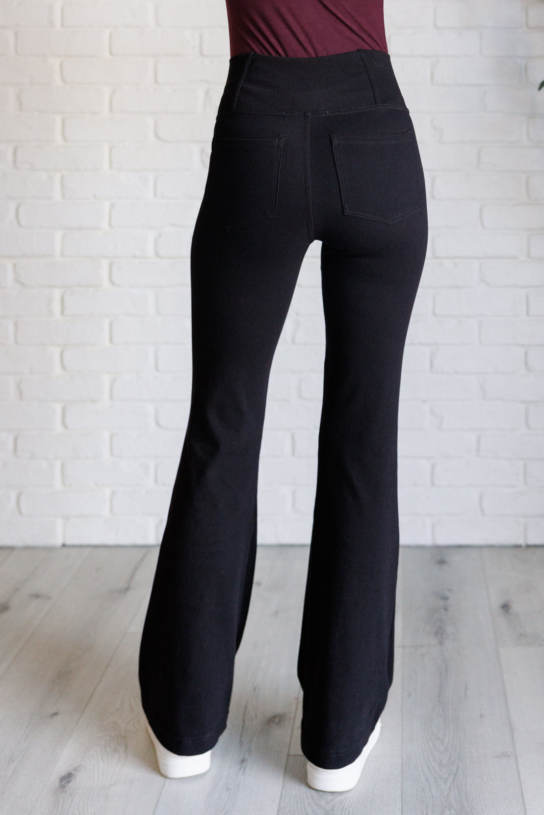 Rae Mode Building Habits Twill Flared Crossover Waist Pant in Black Ave Shops