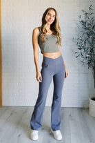 Rae Mode Building Habits Twill Flared Crossover Waist Pant in Titanium Pants