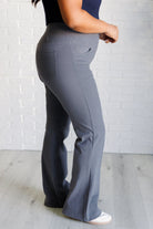 Rae Mode Building Habits Twill Flared Crossover Waist Pant in Titanium Pants