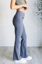 Rae Mode Building Habits Twill Flared Crossover Waist Pant in Titanium Pants