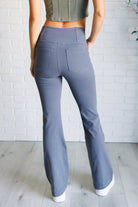 Rae Mode Building Habits Twill Flared Crossover Waist Pant in Titanium Pants