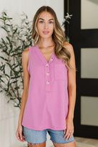 Andree by Unit Buttoned Up Buttercup Sleeveless Top in Magenta Glow Womens