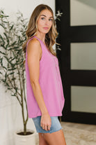 Andree by Unit Buttoned Up Buttercup Sleeveless Top in Magenta Glow Womens