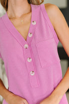 Andree by Unit Buttoned Up Buttercup Sleeveless Top in Magenta Glow Womens