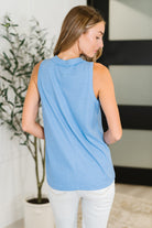 Andree by Unit Buttoned Up Buttercup Sleeveless Top in Ocean Blue Womens