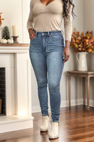 Judy Blue Contrast Washed High Waisted Bye Bye Tummy Control Jeans BoutiqueSimplified