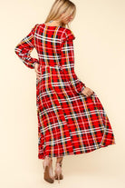 Haptics Red Plaid Ruffle Detail Fit & Flare Midi Dress Haptics