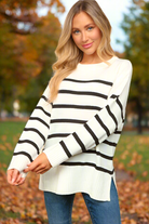 Haptics Ivory Striped Oversized Knit Sweater Haptics