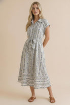 Haptics Tailored for Fun Floral Stripe Midi Dress