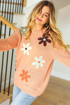 Haptics Terracotta Flower Patch Oversized Knit Sweater Haptics