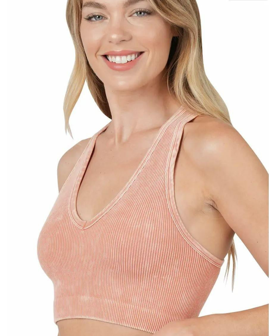 Zenana Washed V Neck Racerback Tank Ash Rose Ruby Idol Apparel