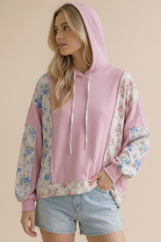 Haptics Sweet Spring Blossoms Color Block Hoodie