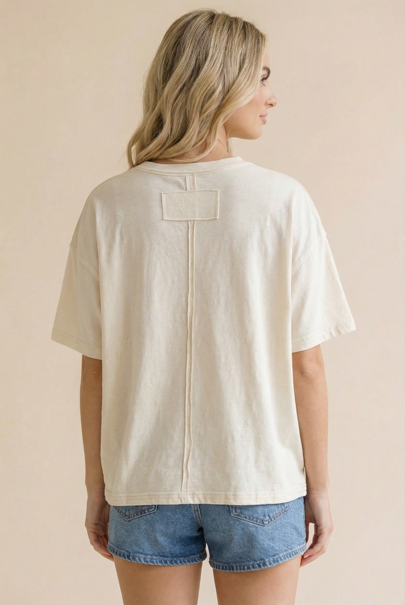 Haptics Boho Peace Patchwork Oversized Graphic Tee