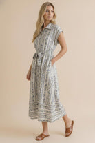Haptics Tailored for Fun Floral Stripe Midi Dress