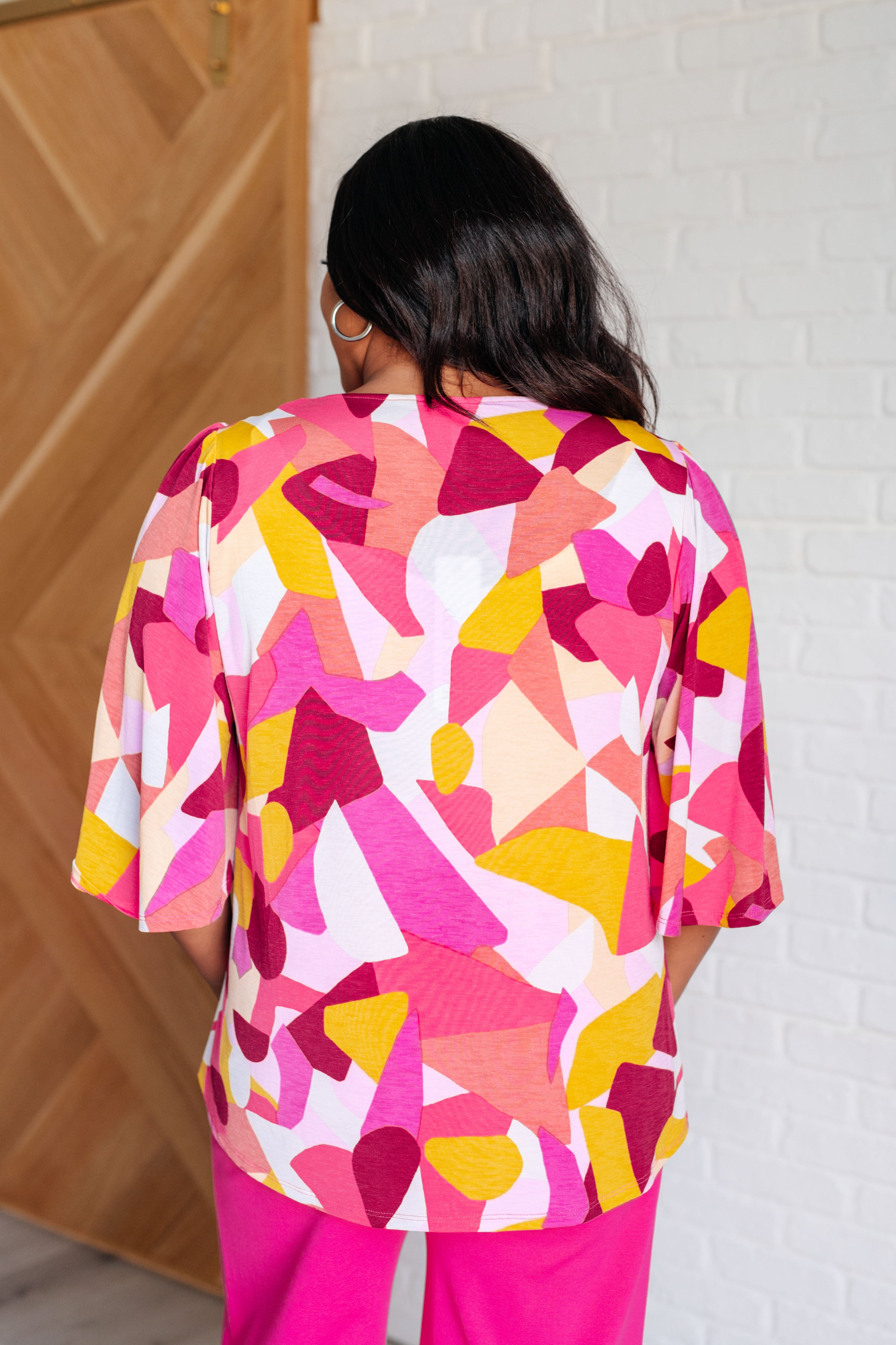 Dear Scarlett Cali Blouse in Magenta and Mustard Abstract Ave Shops