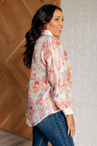 One Eleven North Call Me Back Sheer Floral Button Up Blouse Shirts & Tops