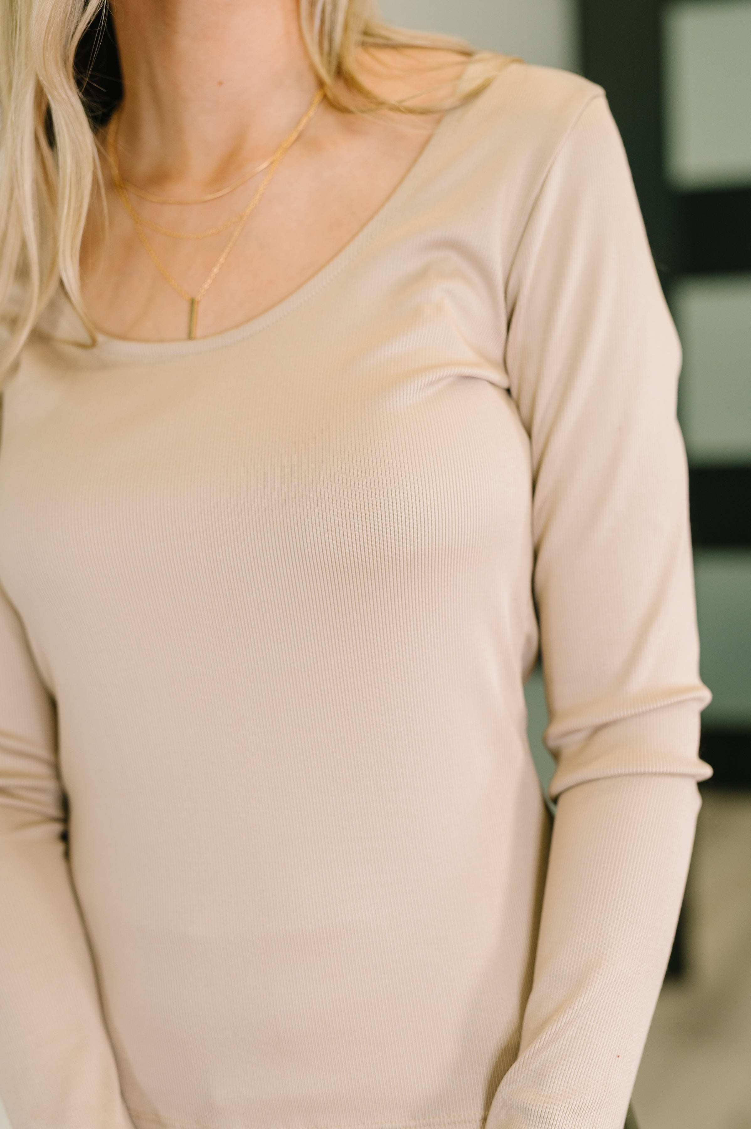 Haptics Can You Believe It Basic Ribbed Long Sleeve Top In Sand Womens