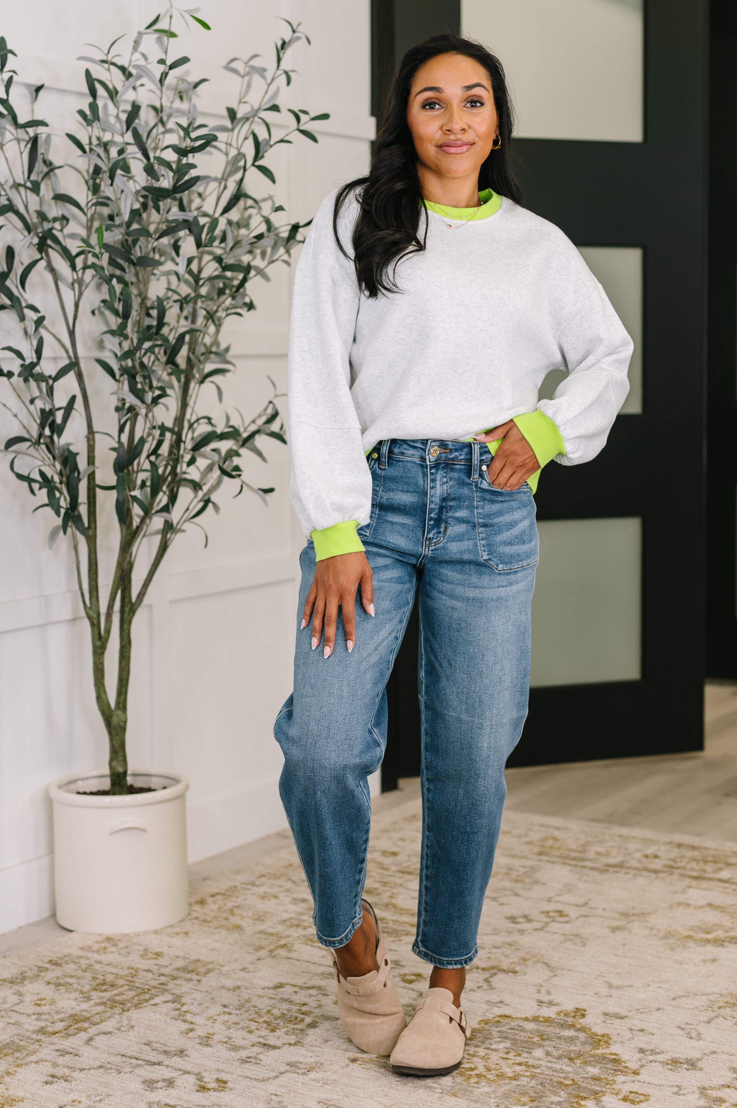 One Eleven North Can't Quit the Knit Contrast Pullover Womens