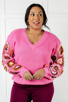 One Eleven North Can't Stop this Feeling Pink V-Neck Knit Sweater Tops