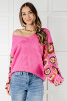 One Eleven North Can't Stop this Feeling Pink V-Neck Knit Sweater Tops