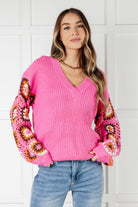 One Eleven North Can't Stop this Feeling Pink V-Neck Knit Sweater Tops