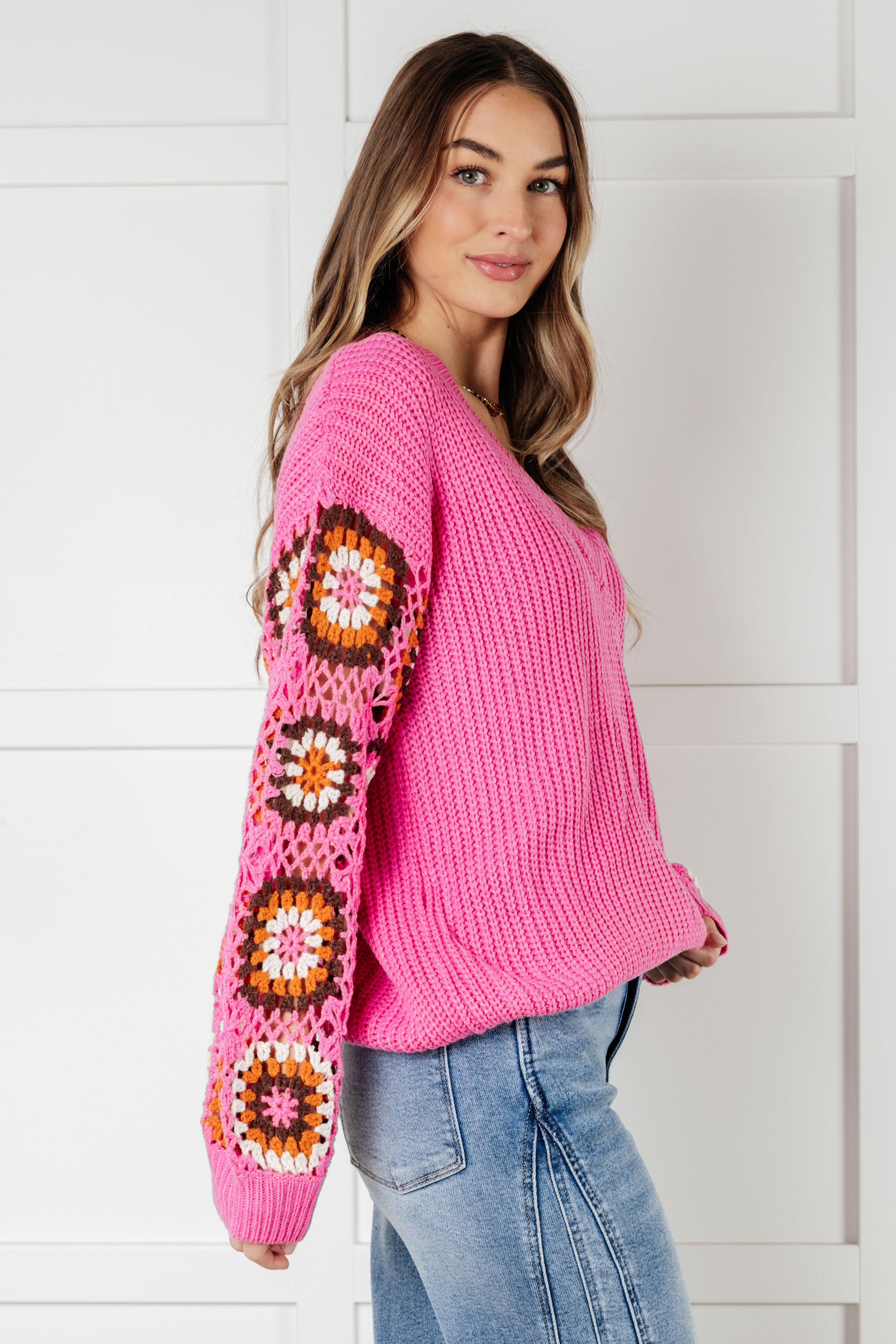 One Eleven North Can't Stop this Feeling Pink V-Neck Knit Sweater Tops