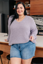 Andree By Unit Captured My Interest Chunky V-Neck Lavendar Sweater Tops