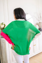 Capture the Day Two Toned Button Up Kelly Tops