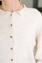 Zenana Careful Consideration Collared Button Down in Heathered Beige Womens