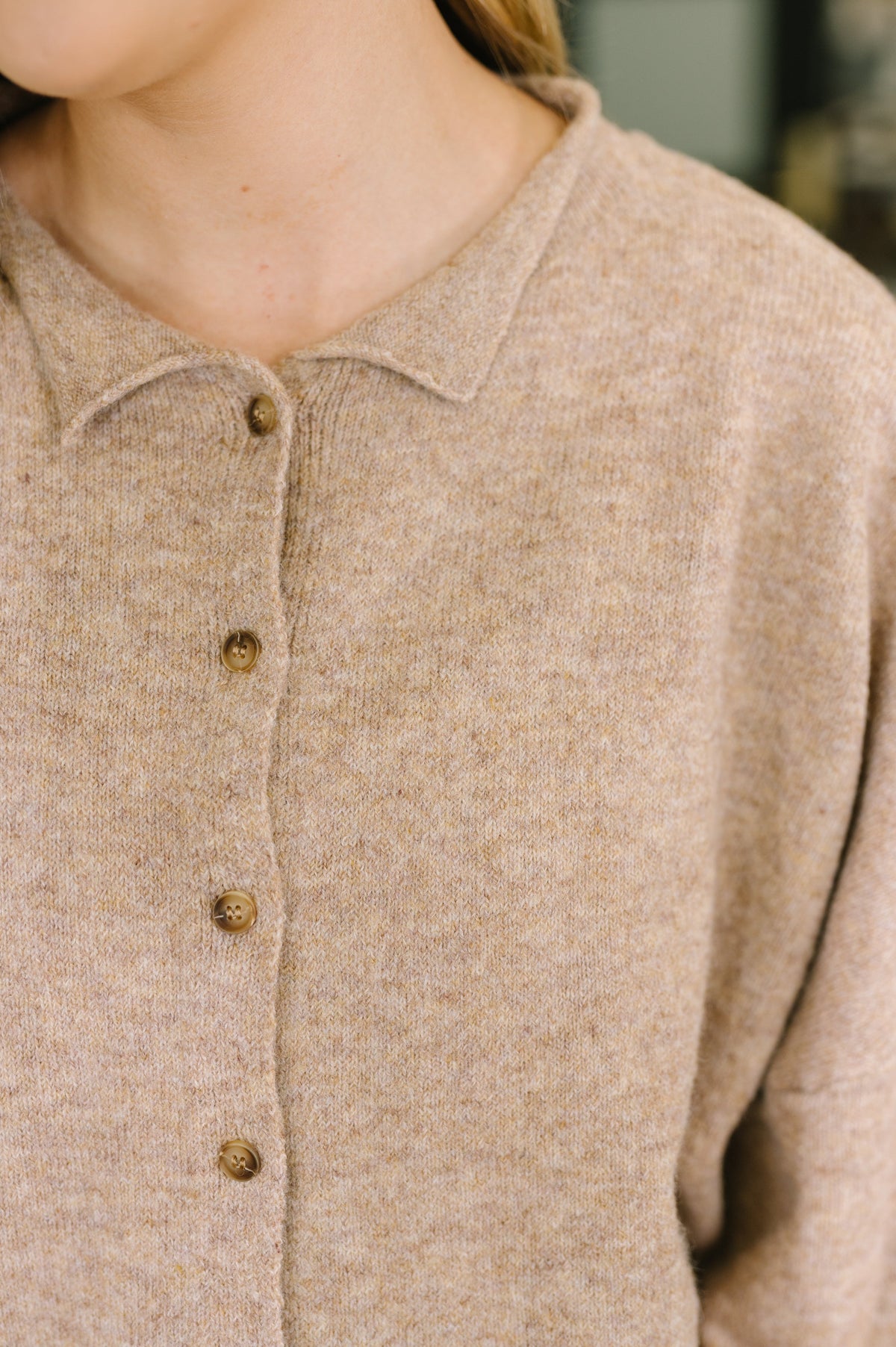 Zenana Careful Consideration Collared Button Down in Mocha Womens